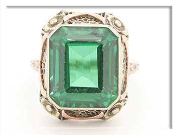 Antique-Circa-1930s-14K-Gold-Emerald-Cut-Synthetic-Spinel-Ring