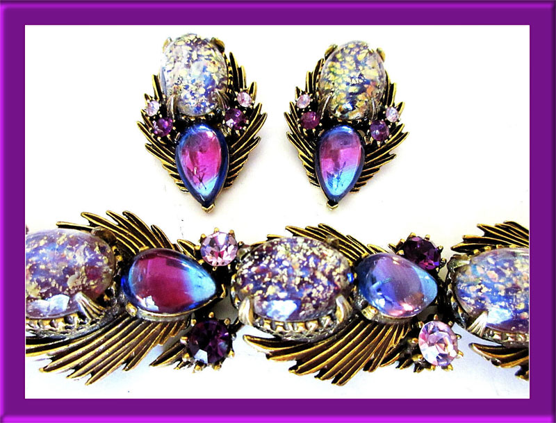 Florenza-Bracelet-and-Earrings-Purple-Givre-and-Art-Glass