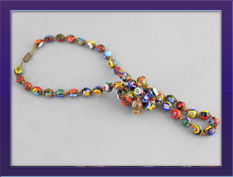 Italy-Millefiori-art-glass-bead-necklace