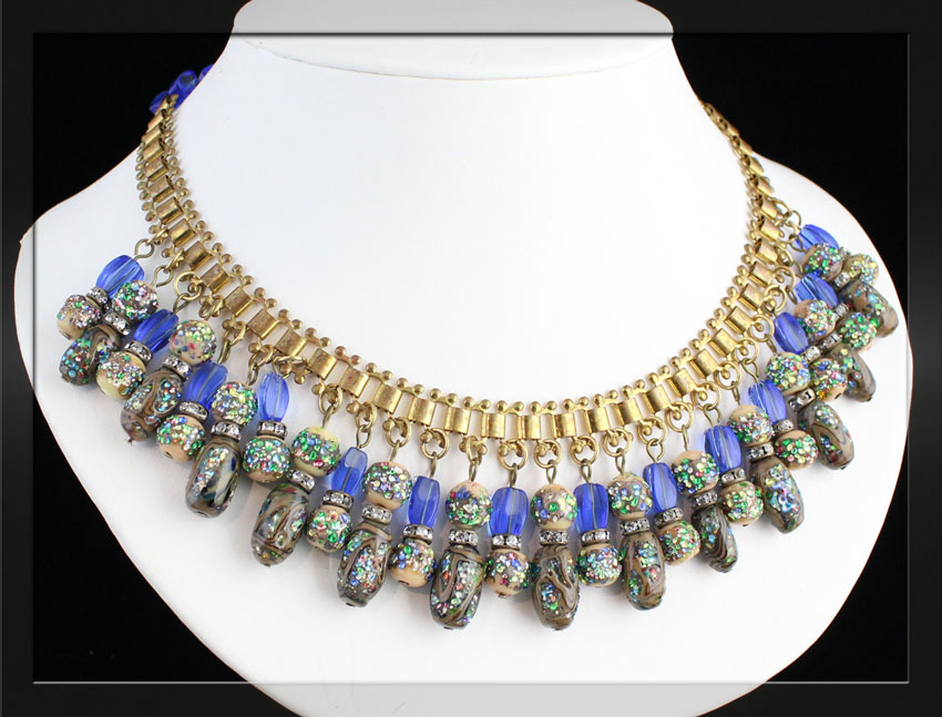 Miriam-Haskell-Book-Chain-Art-Glass-Collar-Necklace