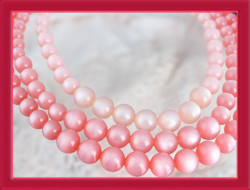 Lisner Triple Strand Pink Moonglow Beaded Necklace