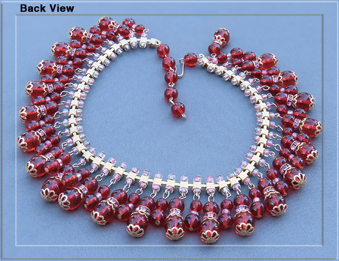 Vintage Rich Red Dangle Bead Bid Necklace